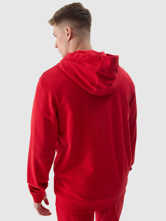 4F Herren Sweatshirt Jacke mit Kapuze Rot