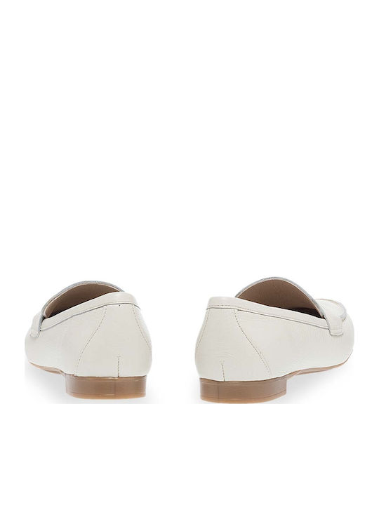 Leather Women's Moccasins in Beige Color