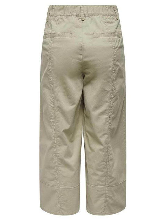 Only Women's Cotton Trousers with Elastic in Regular Fit Beige