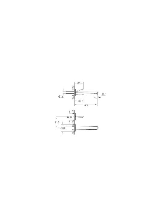 Grohe Eurodisc Joy Комплект смесител и чучур за вграждане за душ кабина 2 изхода Бяло