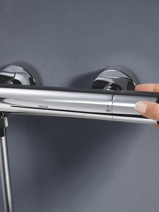 Grohe Cosmopolitan Αναμεικτική Μπαταρία Ντουζιέρας Θερμοστατική Ασημί