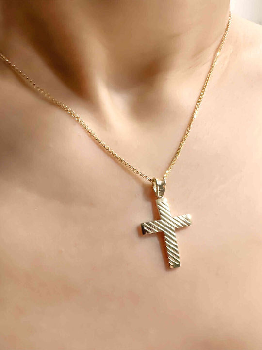 Мъжки Златен Кръст 14K с Верижка