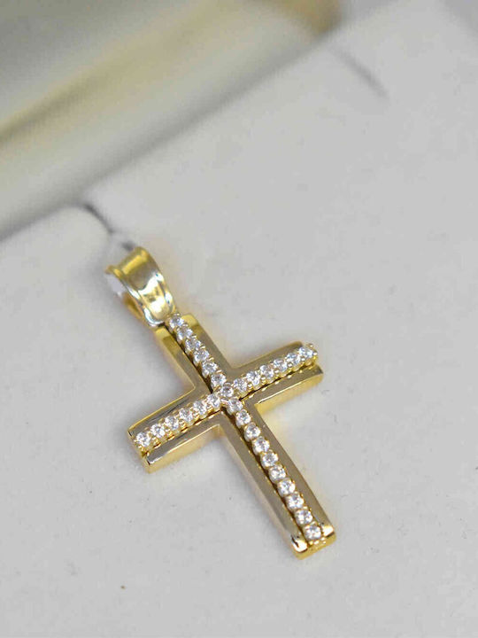 Damen Gold Kreuz 14K mit Kette
