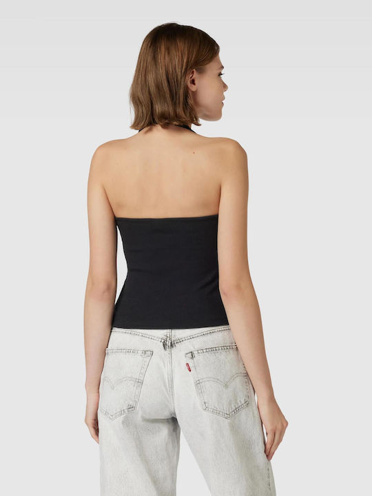 Damen Sommer Bluse Ärmellos Schwarz