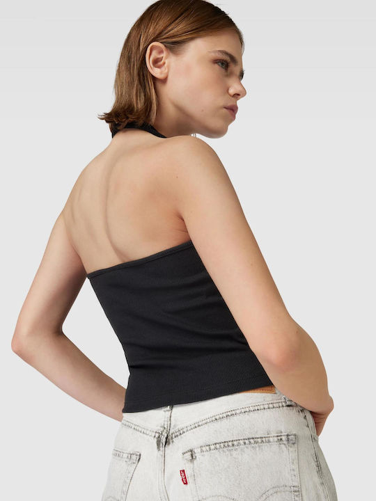 Damen Sommer Bluse Ärmellos Schwarz