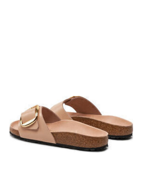 Madrid Leather Women's Flat Sandals Anatomic in Beige Color Narrow Fit