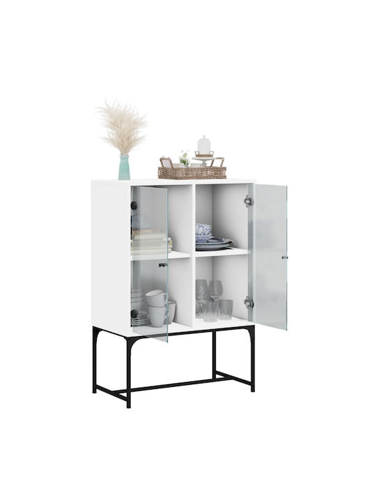 Floor-standing Living Room Display Cabinet made of Particleboard with Glass White 69x37x100cm