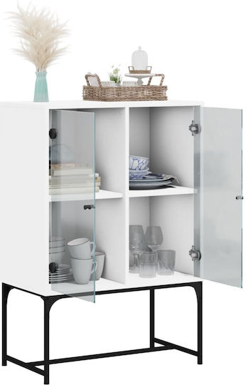 Bodenstehende Wohnzimmer-Vitrine aus Spanplatte in Weiß mit Glastür 69x37x100 cm