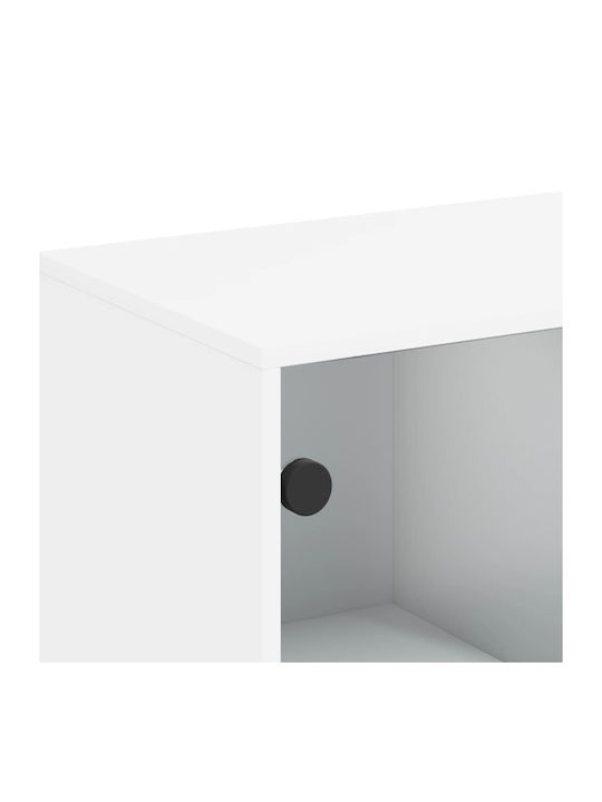 Floor-standing Living Room Display Cabinet made of Particleboard with Glass White 69x37x100cm