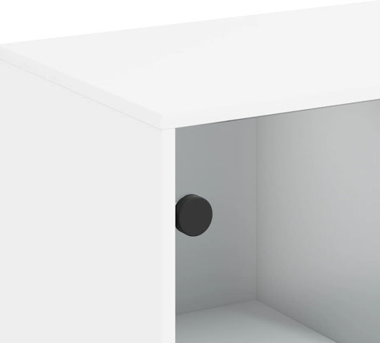 Bodenstehende Wohnzimmer-Vitrine aus Spanplatte in Weiß mit Glastür 69x37x100 cm