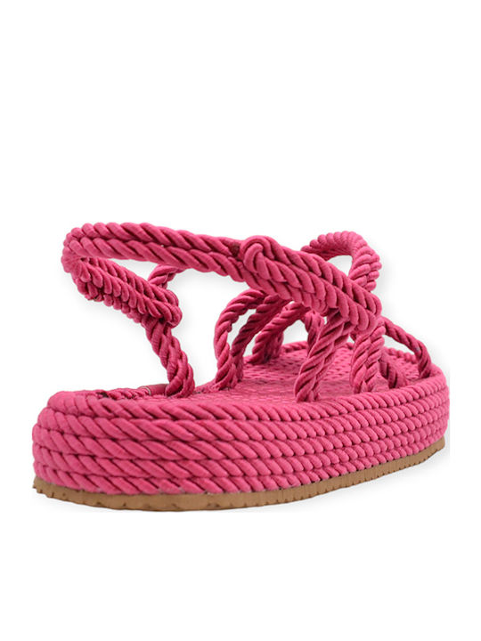 Women's Flat Sandals in Fuchsia Color