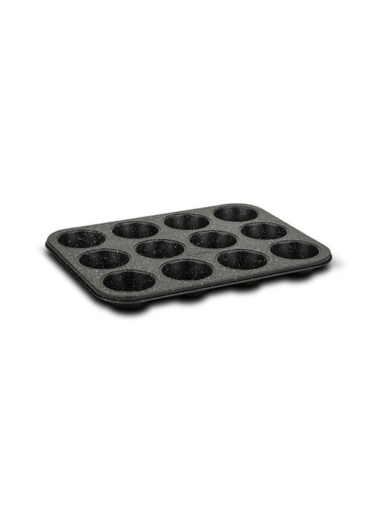 Nava Imperial Bakeware Tin for Cupcakes/Muffins Made of Aluminum 12 Sockets 35.5x26.5x3cm Black