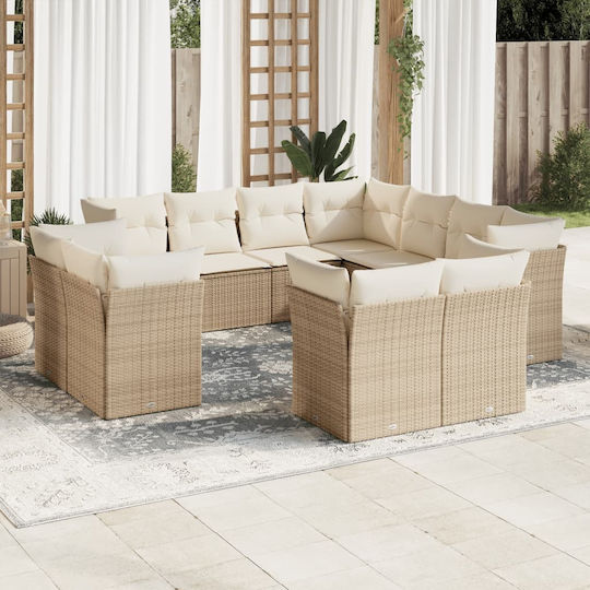 Garden & Outdoor Furniture Sets Living Room Set Pieces Beige with Pillows