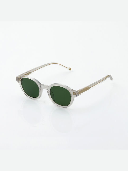 Common Sense Sunglasses with Transparent Plastic Frame and Green Lens CS004