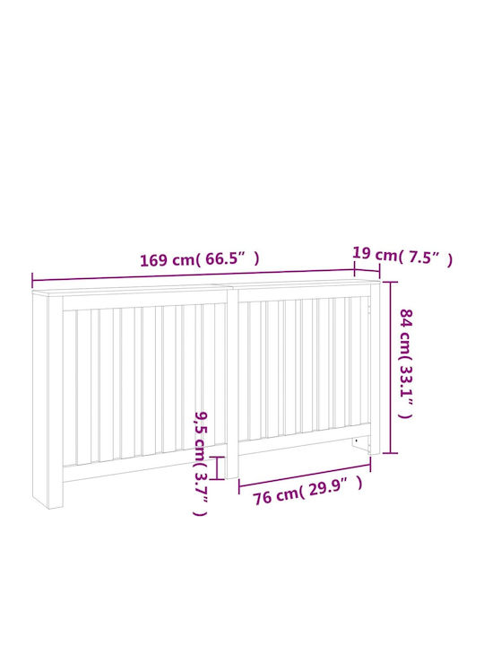 vidaXL Калориферен Капак от Масивно Дърво Кафяв 169x19x84см