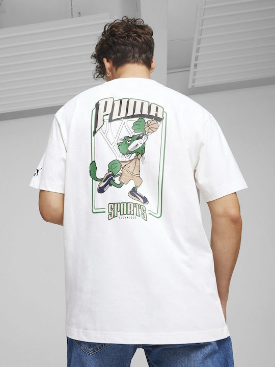 Puma Team T-shirt Bărbătesc cu Mânecă Scurtă Alb