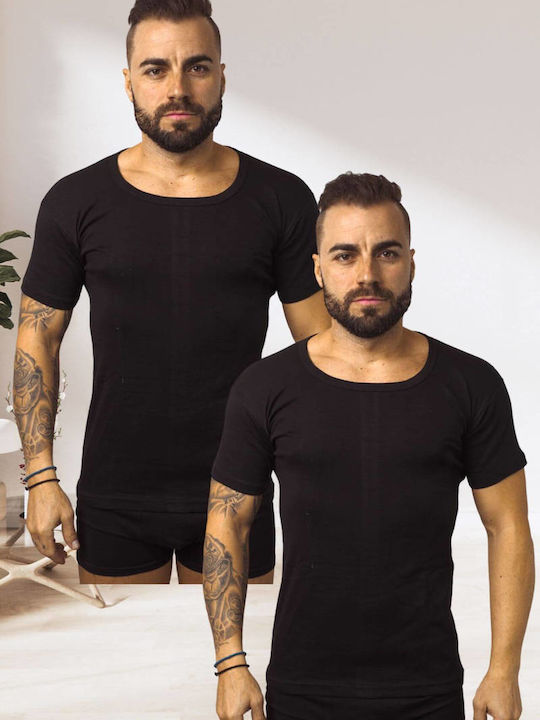 Herren Unterhemden ΜΑΥΡΟ 2Packung