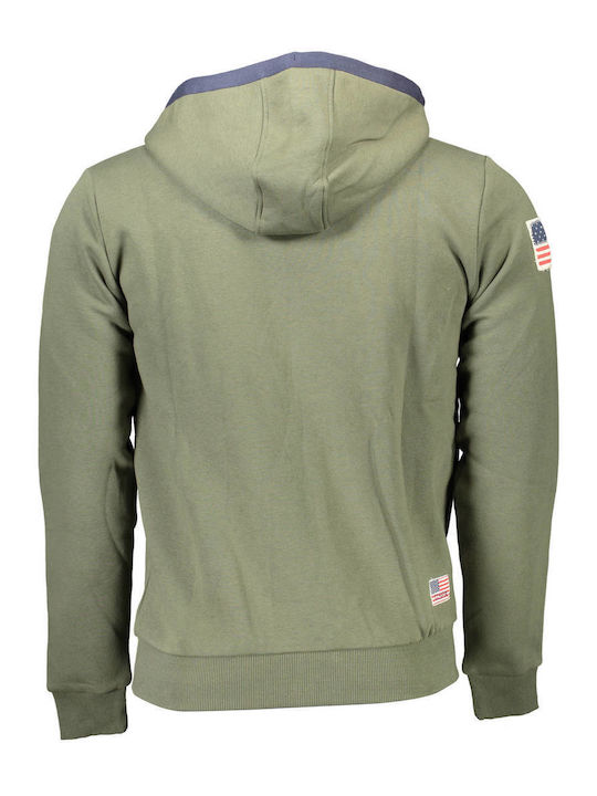 U.S. Polo Assn. Men's Sweatshirt Jacket with Hood and Pockets Green