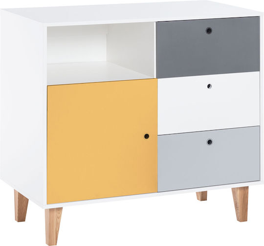 Kinderkommode Weiß mit 3 Schubladen 103x55x96,5cm