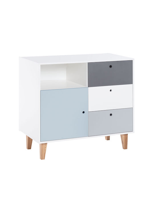 Kinderkommode Weiß mit 3 Schubladen 103x55x96,5cm