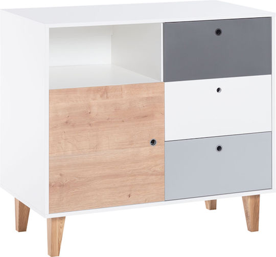 Comodă Pentru Copii Albă Cu 3 Sertare 103x55x96.5cm