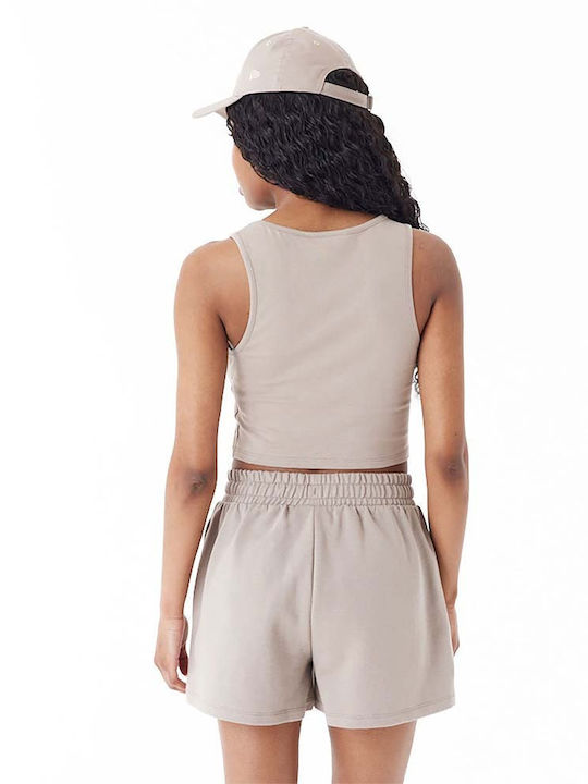 New Era Damen Sommer Crop Top Baumwolle Ärmellos Beige