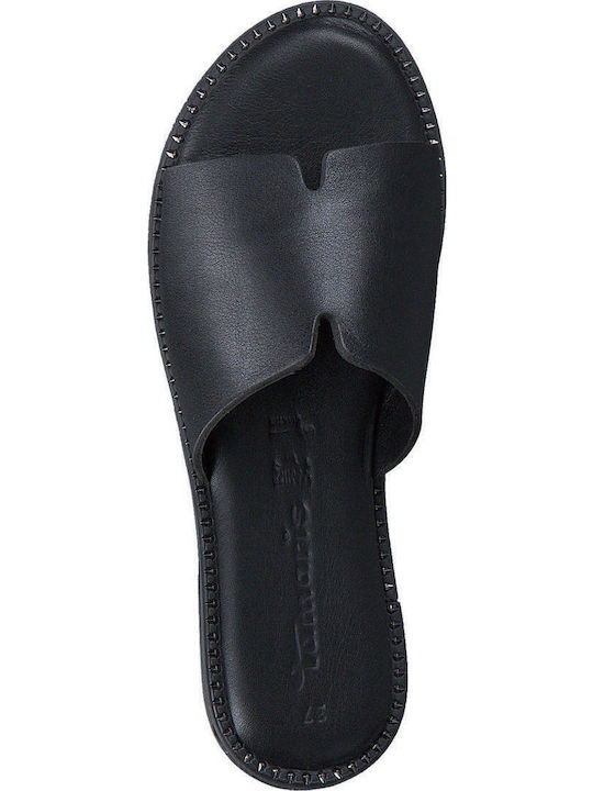 Leather Women's Flat Sandals in Black Color