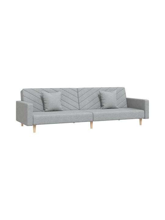 Canapea Cu Două Locuri Pat Gri Deschis Cu Perne Decorative 220x100x69cm