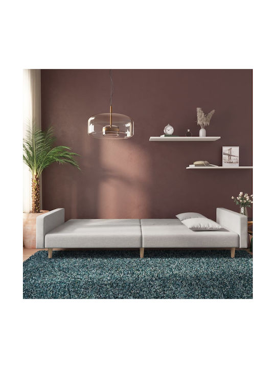 Canapea Cu Două Locuri Pat Gri Deschis Cu Perne Decorative 220x100x69cm