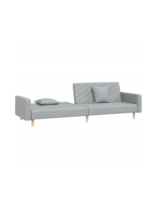 Canapea Cu Două Locuri Pat Gri Deschis Cu Perne Decorative 220x100x69cm