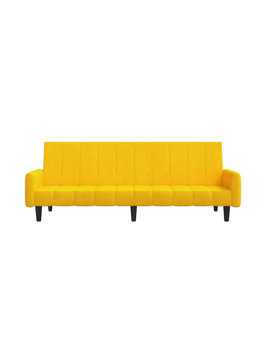 Двуместен Диван Спалня Кадифе Жълт 220x84.5x69см.