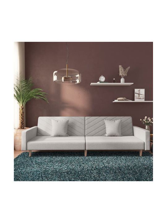 Canapea Cu Două Locuri Pat Gri Deschis Cu Perne Decorative 220x100x69cm