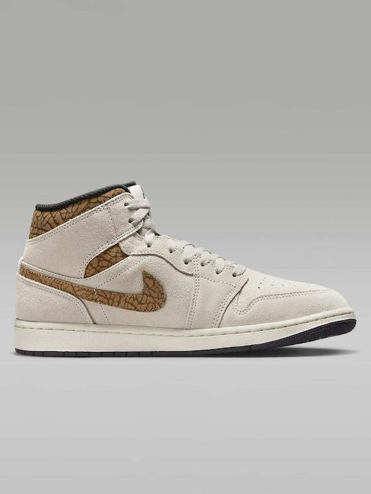 Jordan Air Jordan 1 Mid Se Herren Stiefel Light Orewood Brown / White / Light British Tan / Metallic Gold