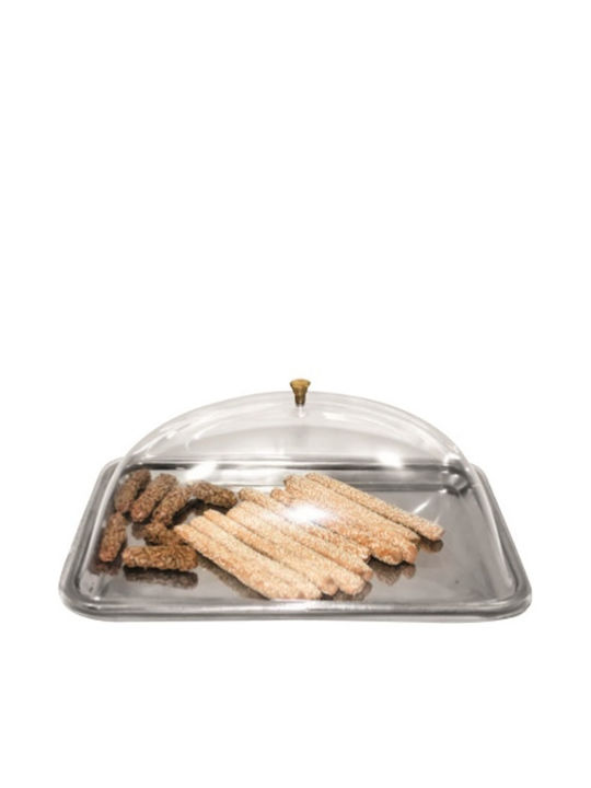 Stainless Steel Rectangular Serving Tray with Handles in Silver Color 40.2x28x2cm RT-40 1pcs