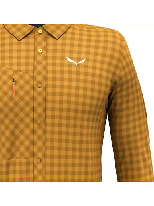 Puez Dry Long Sleeve Shirt In Regular Fit Brown Polka Dot