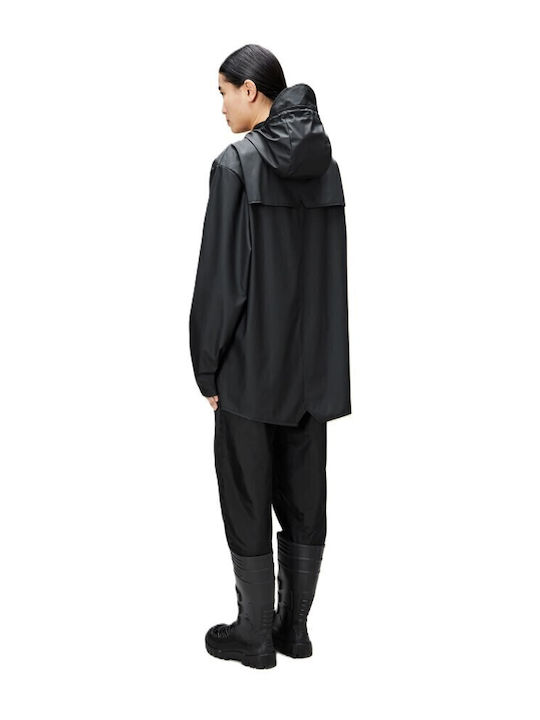Women's Short Lifestyle Jacket Waterproof for Spring or Autumn with Hood Black