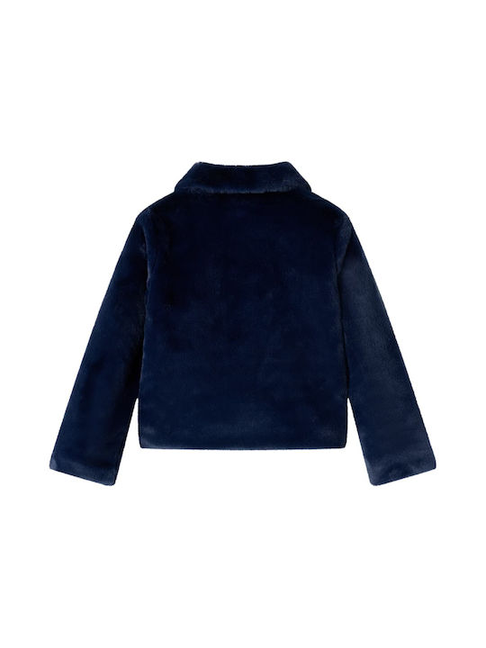 vidaXL Kids Fur Coat Long with Lining Navy Blue