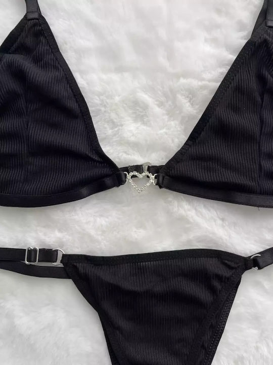 Fantasy Lingerie Unterwäsche-Set für Damen Bralette mit Zeichenfolge Black