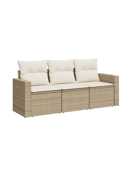 vidaXL Tree-Seater Outdoor Rattan Sofa with Cushions 55x55x69cm