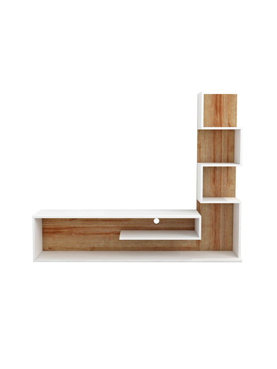 Edelie Living Room TV Unit White-natural L149.5xW29.5xH120cm
