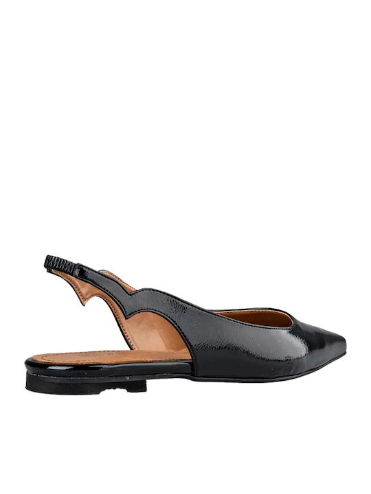 Pantofi Balerini Pentru Femei Slingback Din Lac Negri