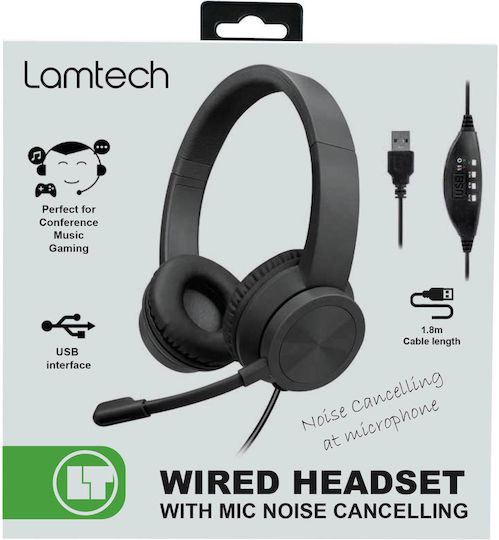 Lamtech On Ear Căști Multimedia cu microfon și conexiune USB-A LAM113072