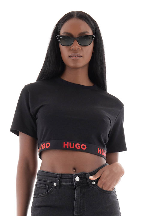 Hugo Boss Γυναικείο Αθλητικό Crop T-shirt Μαύρο
