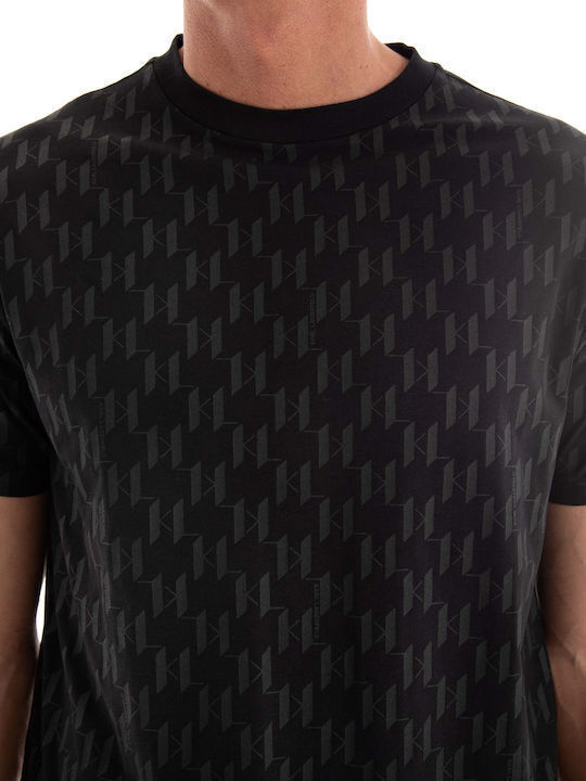 Karl Lagerfeld T-shirt Bărbătesc cu Mânecă Scurtă Negru