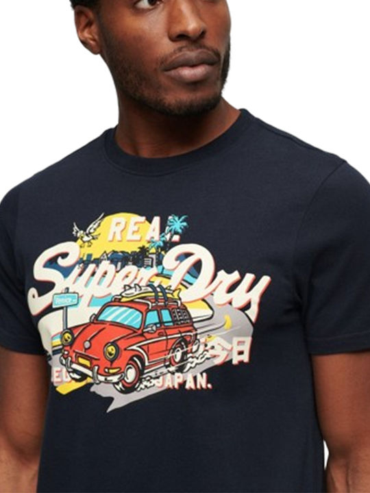 Superdry D2 Ovin La Vl Ανδρικό T-shirt Κοντομάνικο Navy Μπλε