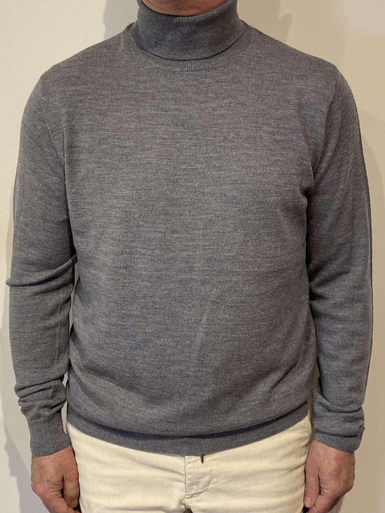 Dstrezzed Herren Langarm-Pullover Rollkragen Gray