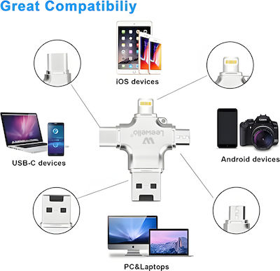 Leewello Lw-216 Converter USB-A male to Lightning / USB-C / micro USB 3x male Gray