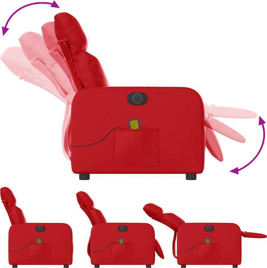 Relaxsessel Friseurwaschbecken mit Fußhocker aus Kunstleder Rot 66x89.5x95.5cm