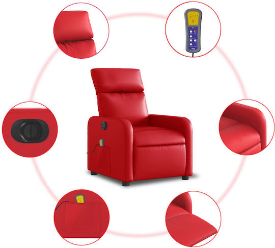 Relaxsessel Friseurwaschbecken mit Fußhocker aus Kunstleder Rot 66x89.5x95.5cm