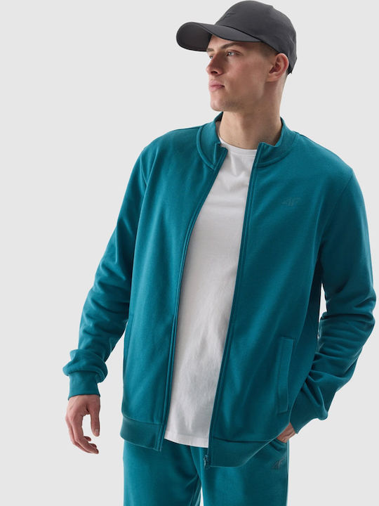 4F Herren Sweatshirt Jacke Petrol Blau